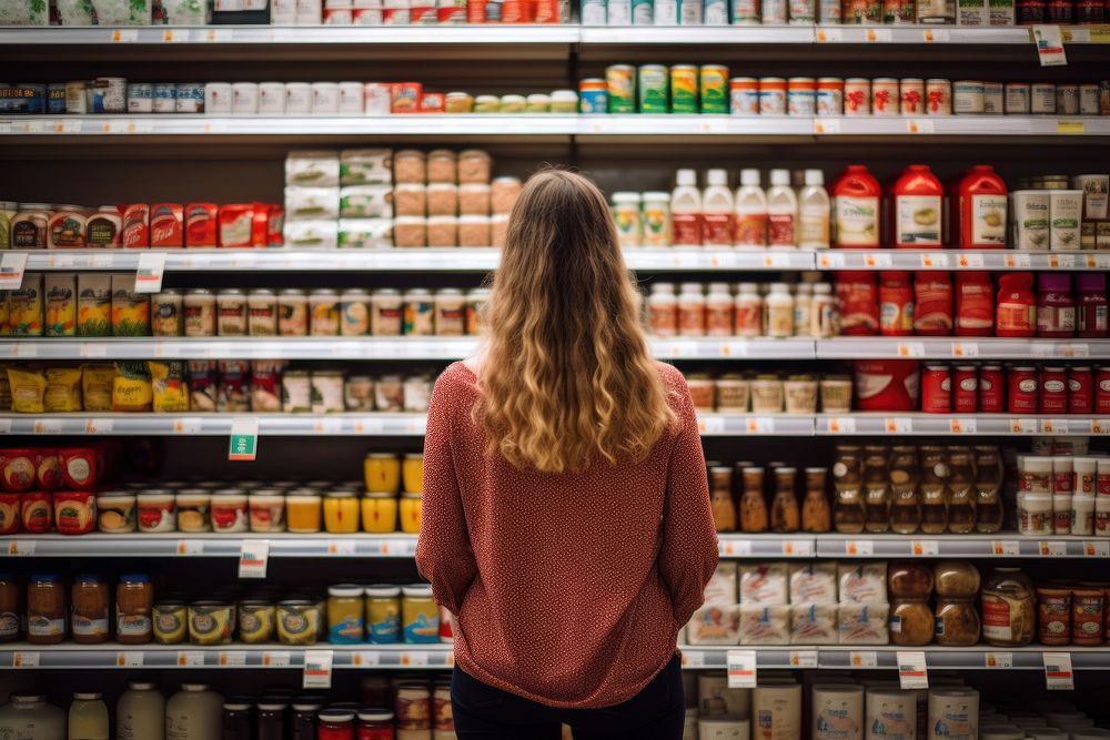 Woman shopping in supermarket. AI generated Image by rawpixel.