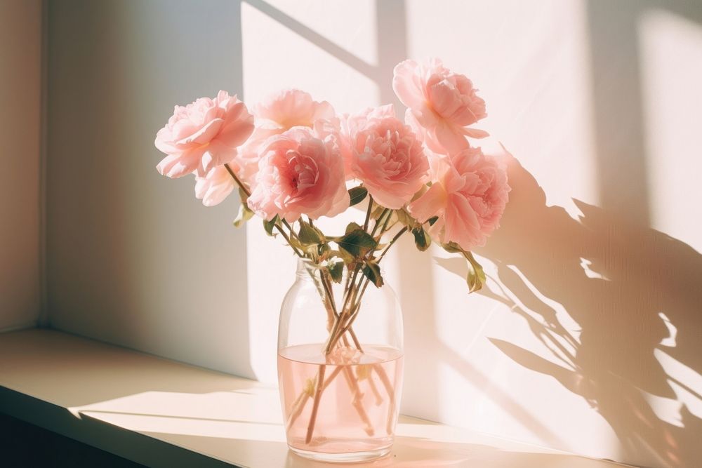 Rose windowsill flower plant. AI generated Image by rawpixel.