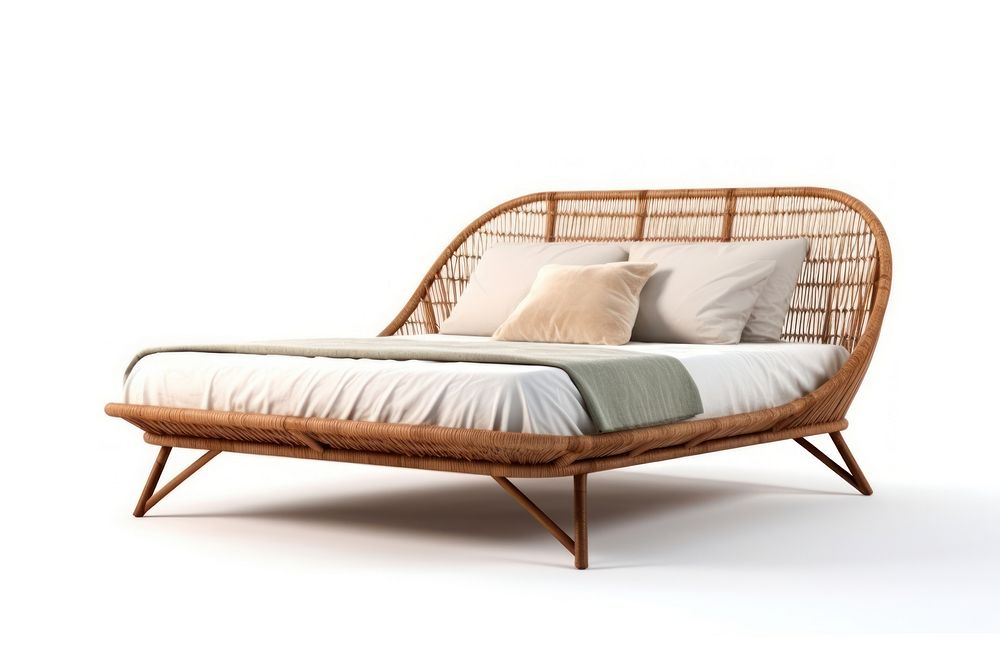 Rattan bed furniture comfortable. AI generated Image by rawpixel.