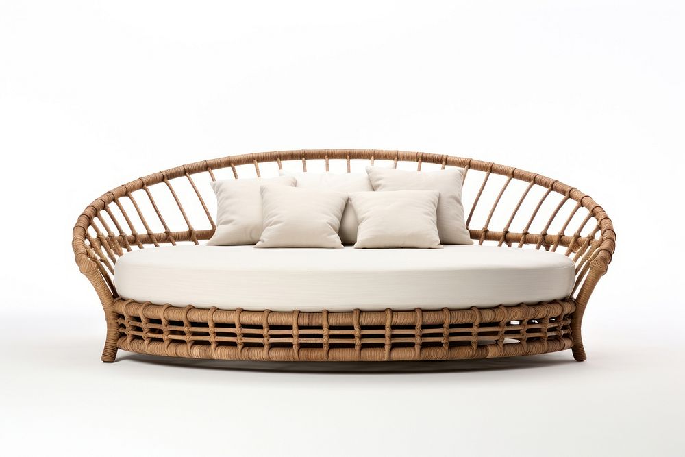 Rattan bed furniture cushion pillow. AI generated Image by rawpixel.
