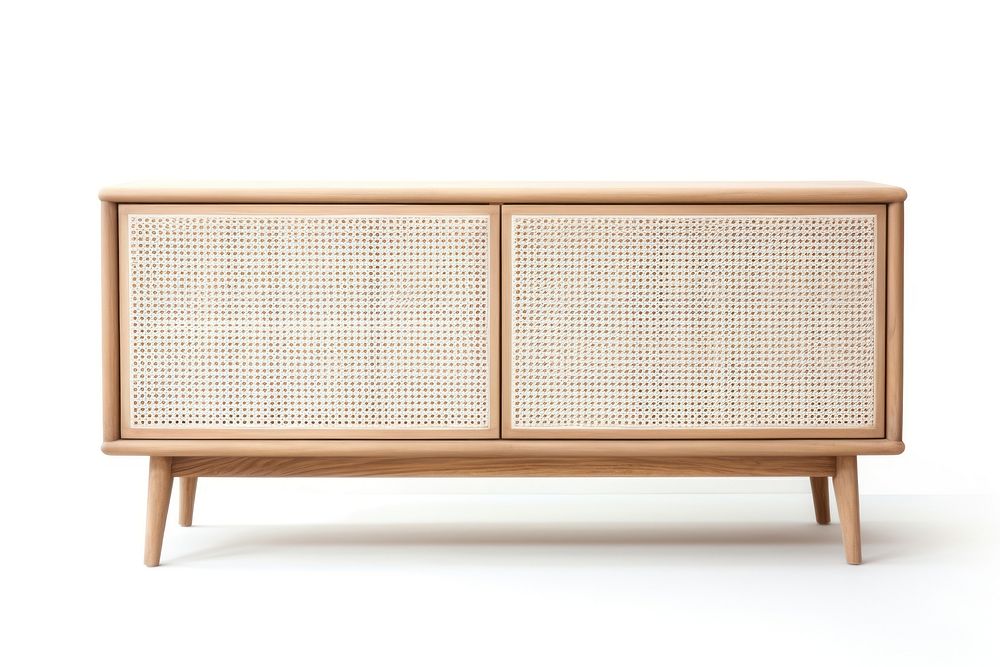 Rattan long cabinet sideboard furniture. AI generated Image by rawpixel.