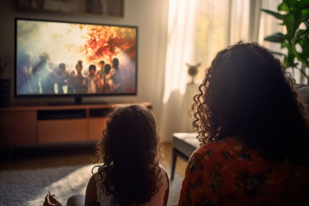 Family screen television looking. AI generated Image by rawpixel.