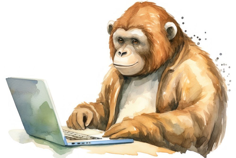 Sloth businessman using laptop animal | Free Photo Illustration - rawpixel