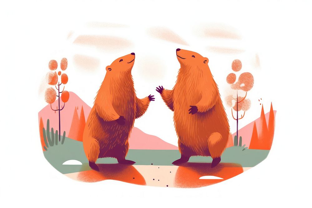 Capybara dance wildlife animal mammal. AI generated Image by rawpixel.