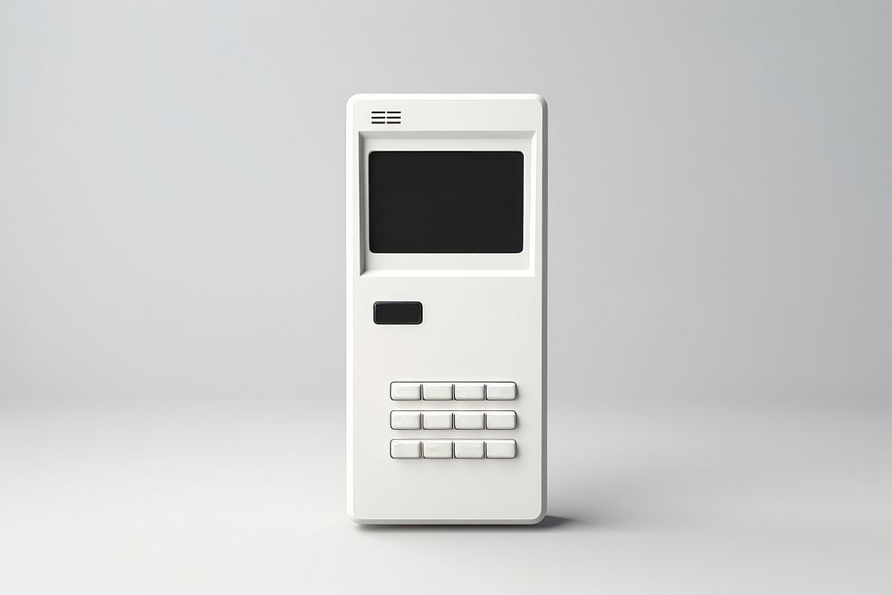 White retro portable phone, 3D illustration. AI generated image by rawpixel.