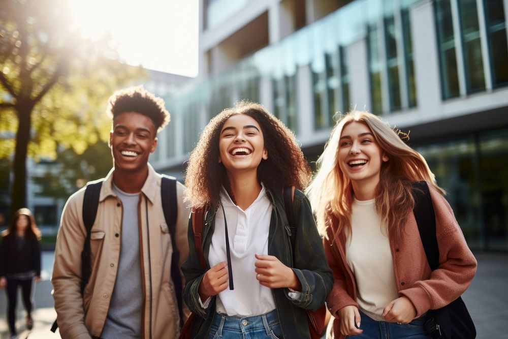 College students cheerful laughing adult. 