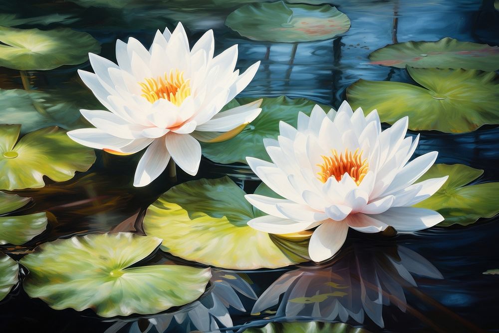 Natural water lilies outdoors nature flower. AI generated Image by rawpixel.