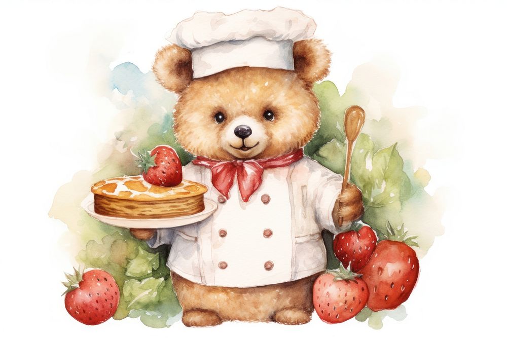 Food Bear food strawberry portrait. AI generated Image by rawpixel.