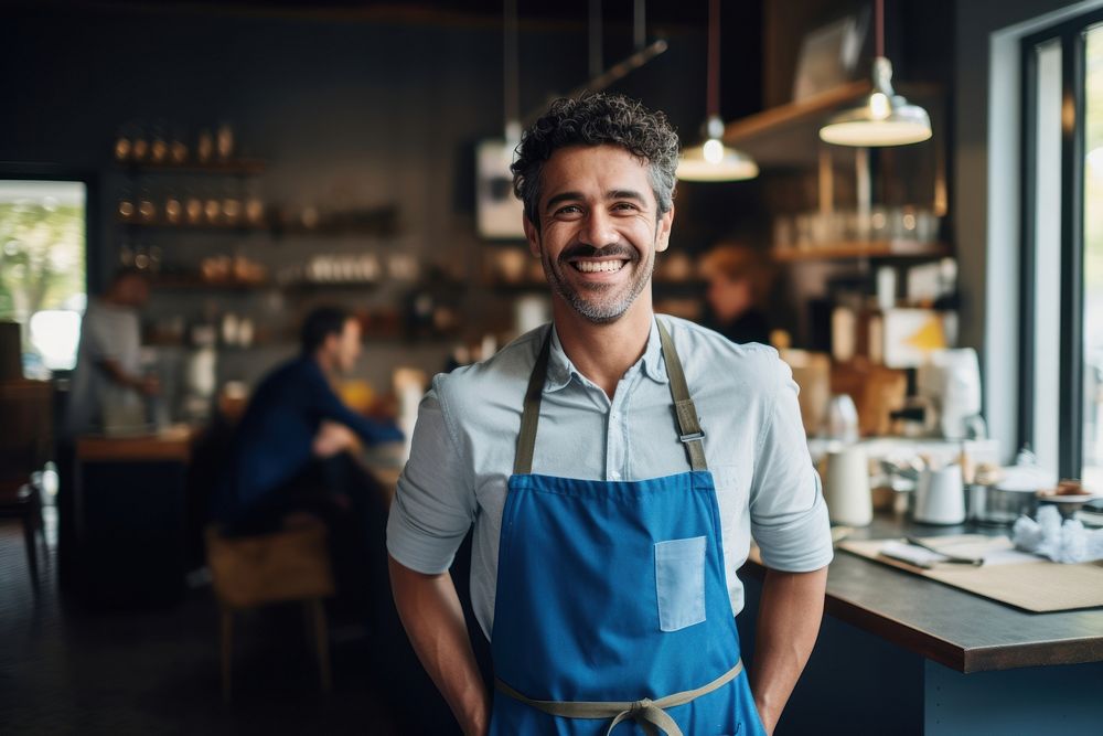 Smiling working waiter adult. AI generated Image by rawpixel.
