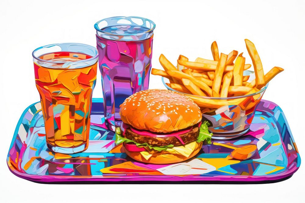 Burger lunch glass fries. AI generated Image by rawpixel.