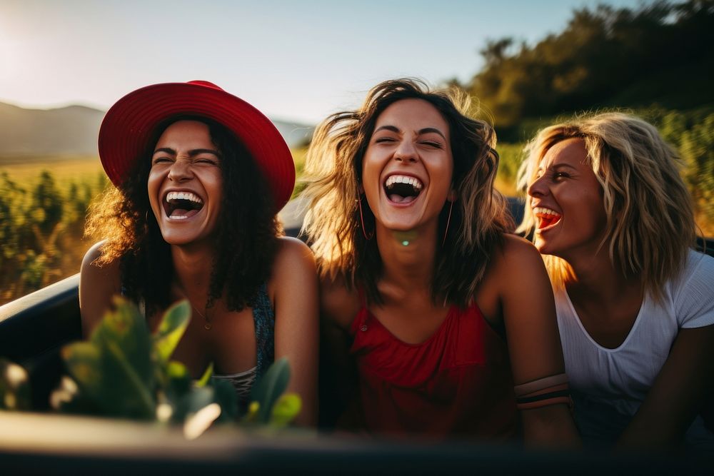 Laughing summer female adult. 