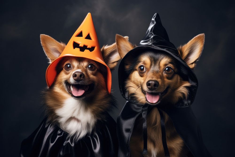 Dogs cosplay halloween photography portrait mammal. AI generated Image by rawpixel.