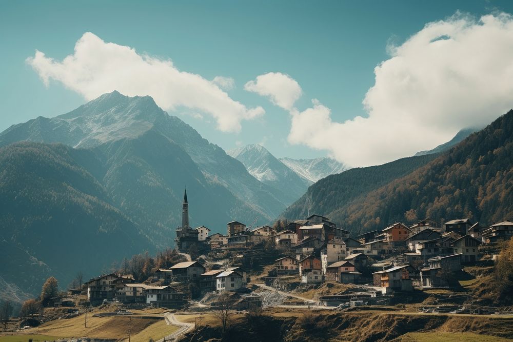 Mountain landscape mountain outdoors village. 