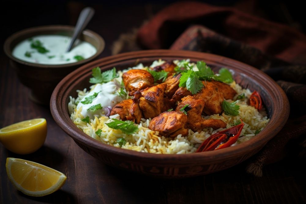 Chicken Tikka Biryani biryani food meat. 