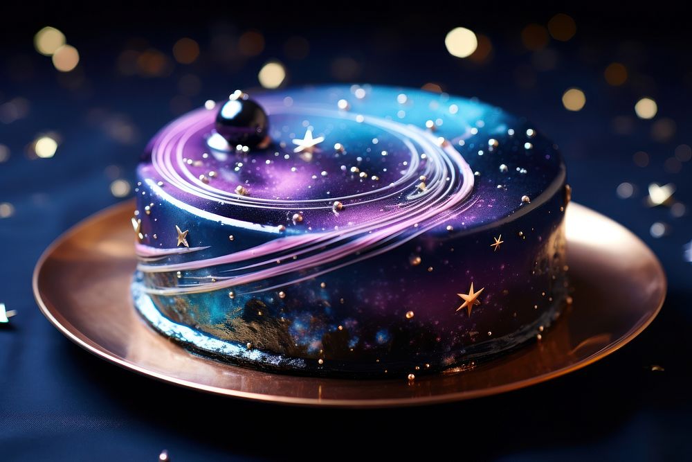 Delicious galaxy cake dessert icing food. AI generated Image by rawpixel.