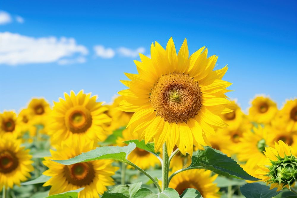 Sunflower field outdoors blossom nature. 