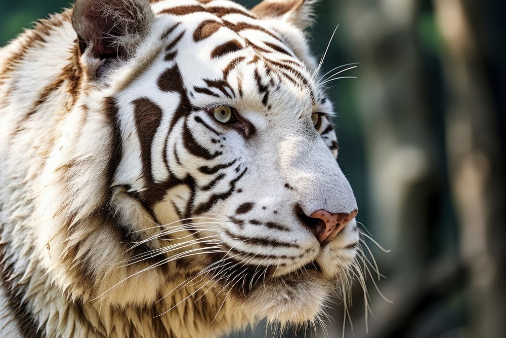 White tiger face wildlife animal mammal. AI generated Image by rawpixel.