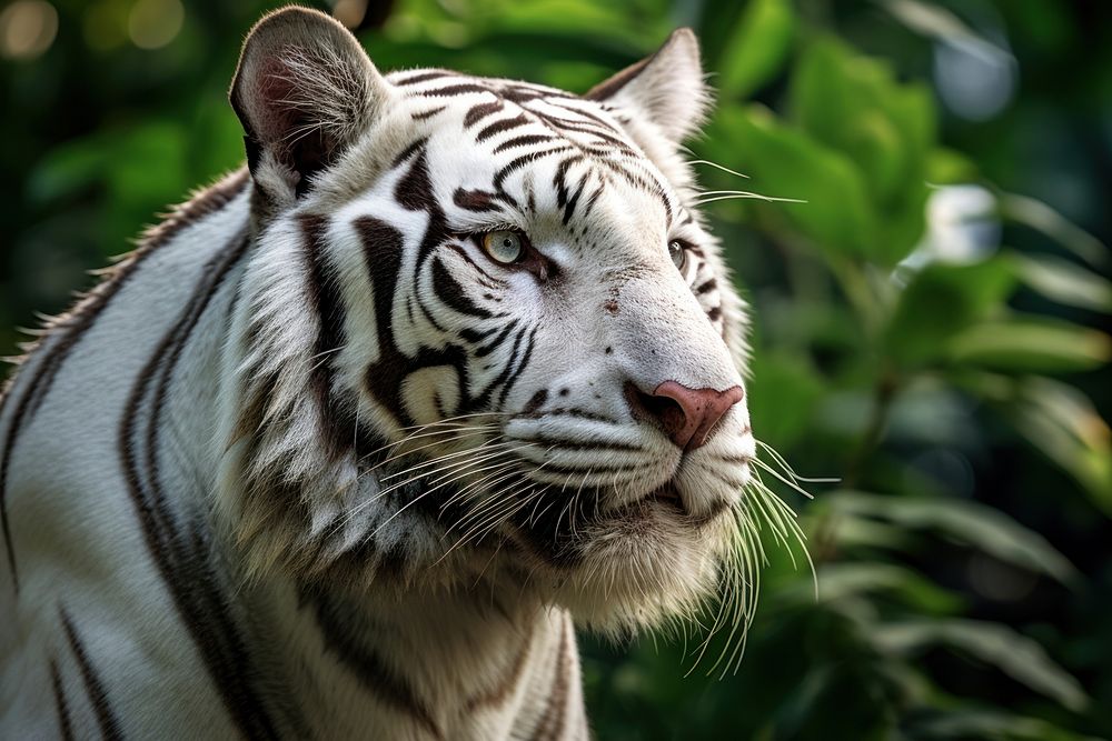 White tiger face wildlife animal mammal. AI generated Image by rawpixel.