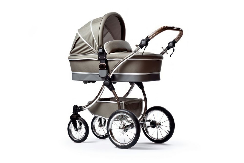 Baby carriage stroller white background baby carriage vehicle. AI generated Image by rawpixel.
