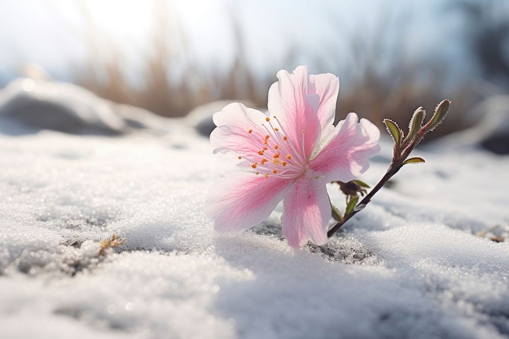 Spring flower snow outdoors. AI generated Image by rawpixel.