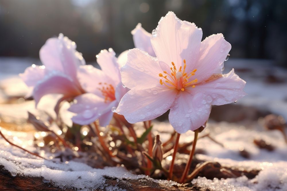 Spring flower snow outdoors. AI generated Image by rawpixel.
