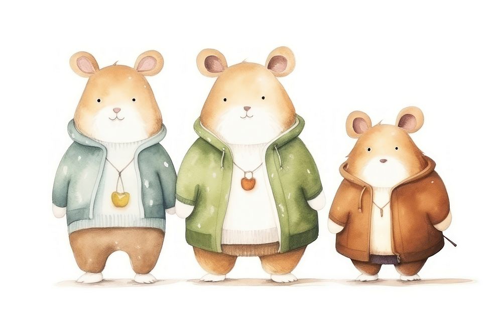 Hamster family animal figurine cartoon. 