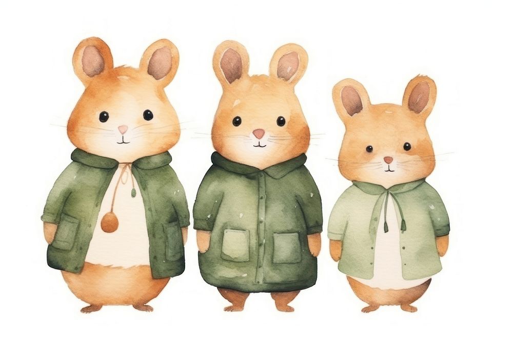 Hamster family cartoon animal cute. AI generated Image by rawpixel.