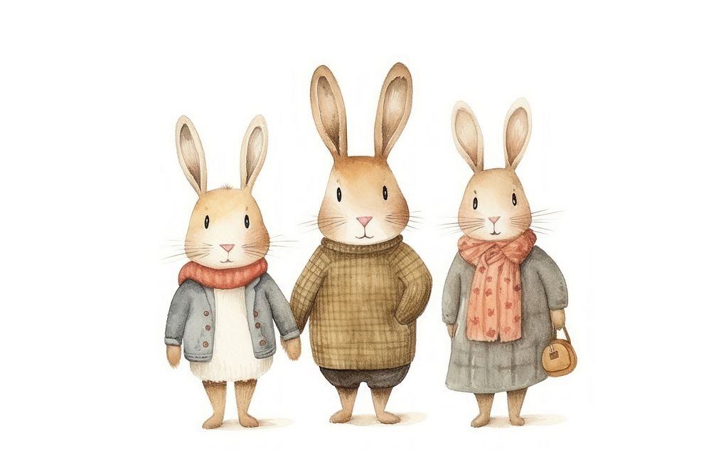 Rabbit family animal cartoon mammal. | Free Photo Illustration - rawpixel