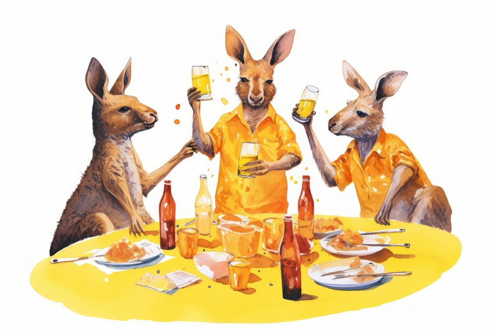Kangaroo party wallaby mammal animal. AI generated Image by rawpixel.