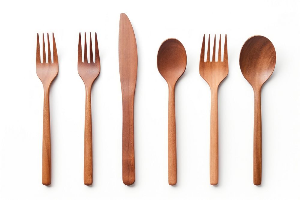 Wooden cutlery spoon knife fork. AI generated Image by rawpixel.