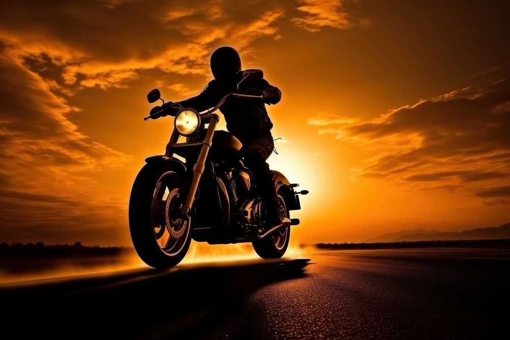 Riding motorcycle adult backlighting vehicle. AI generated Image by rawpixel.