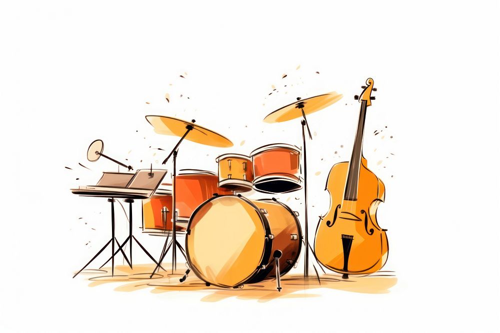 Jarasum jazz percussion drums white background. AI generated Image by rawpixel.