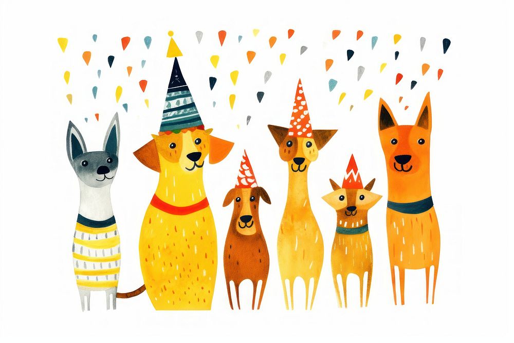 Retro dog party mammal animal pet. AI generated Image by rawpixel.
