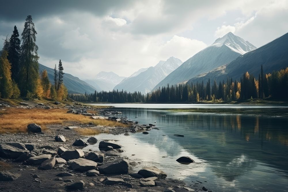 Lake Cicely Altai mountain lake wilderness. AI generated Image by rawpixel.
