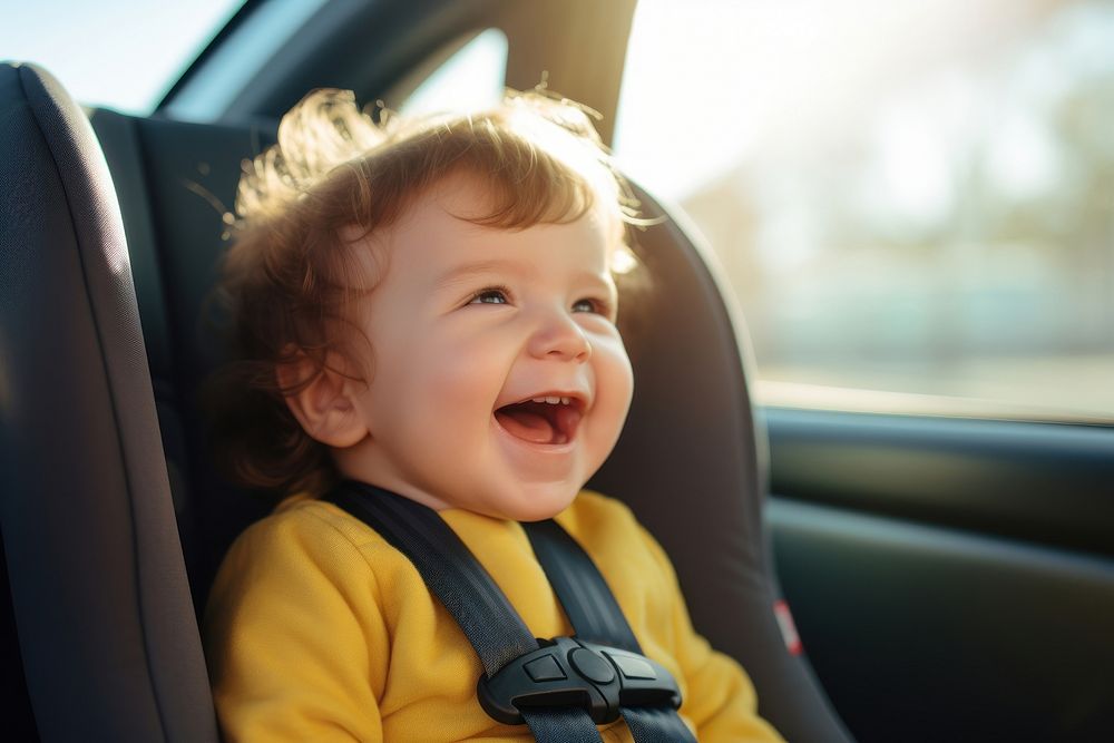 Laughing baby portrait happy. 