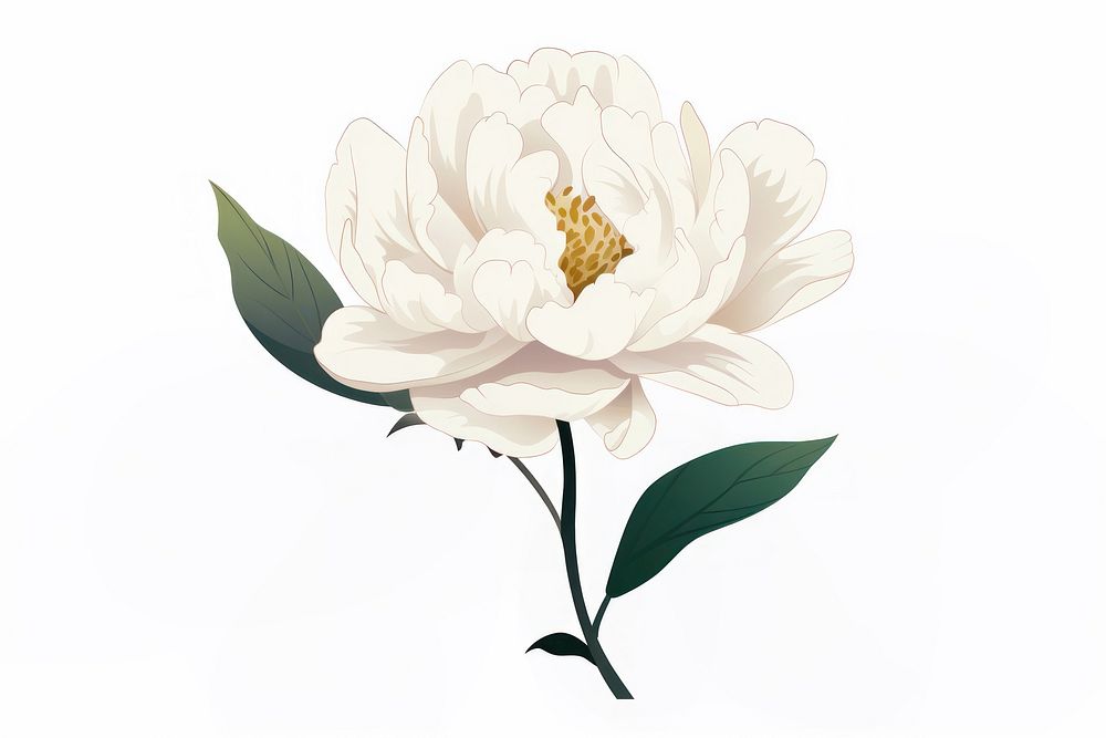 A white peony blossom flower plant. AI generated Image by rawpixel.