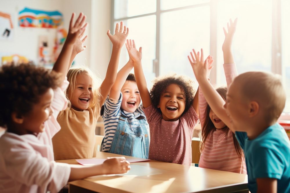 Classroom child happy kid. 