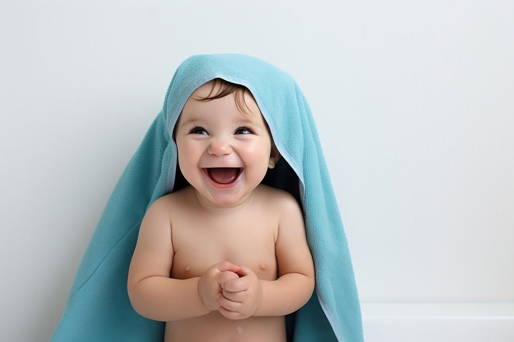 Baby laughing portrait happy. AI generated Image by rawpixel.