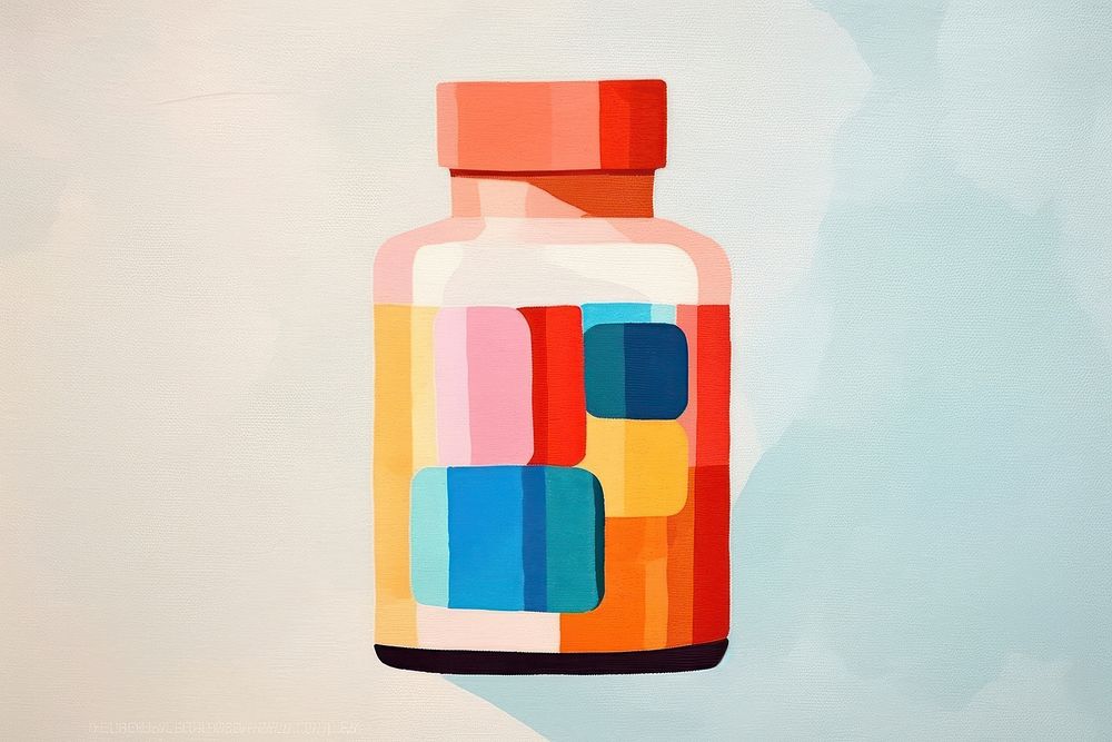Medicine bottle art painting creativity. AI generated Image by rawpixel.