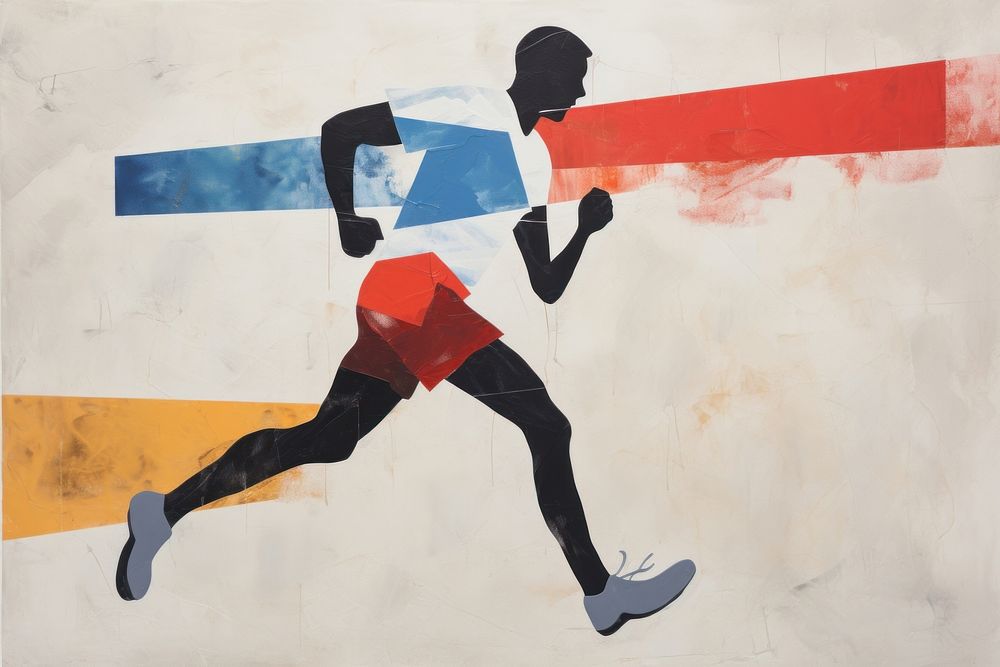 Athlete running art painting determination. AI generated Image by rawpixel.