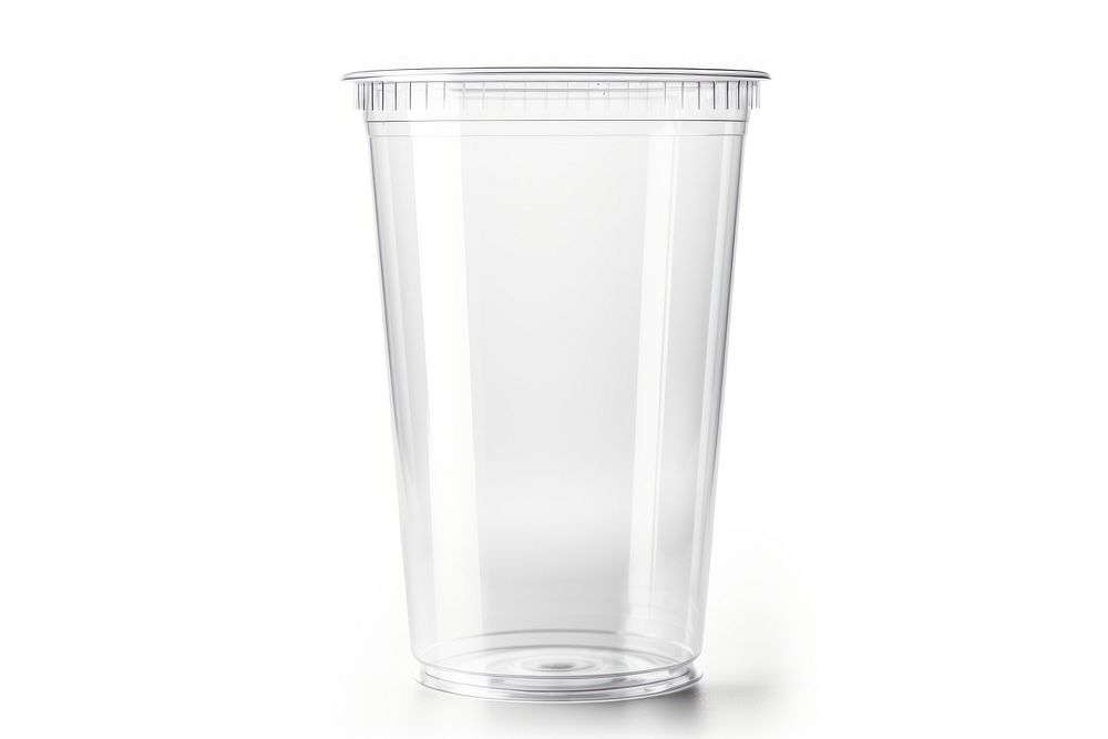 Plastic cup transparent disposable glass. 