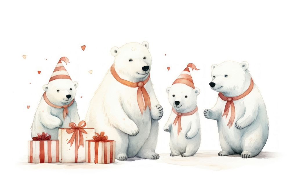 Polar bear party cartoon mammal animal. AI generated Image by rawpixel.