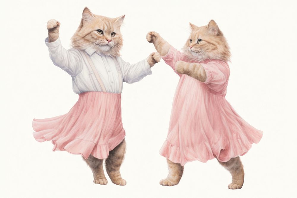 Couple cat dancing mammal animal pet. 