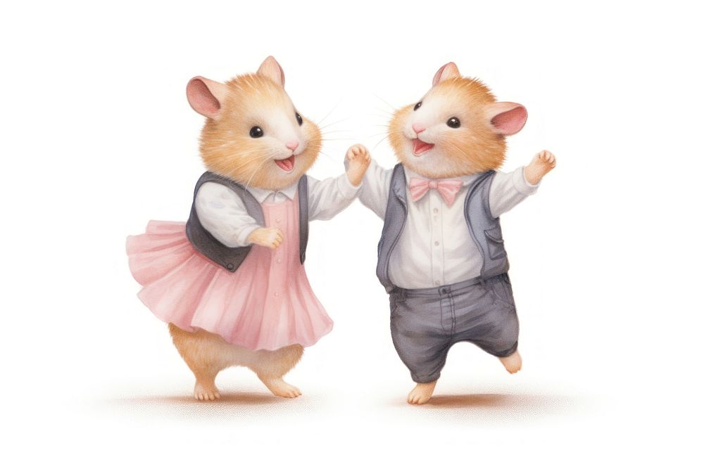 Couple hamster dancing rat figurine rodent. 