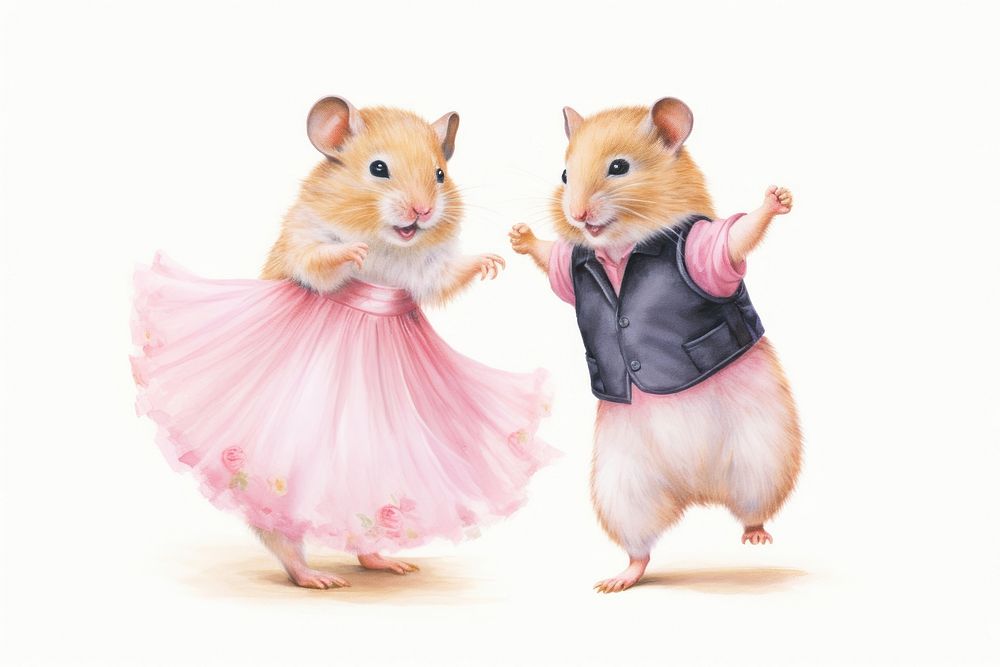 Couple hamster dancing rat rodent mammal. 