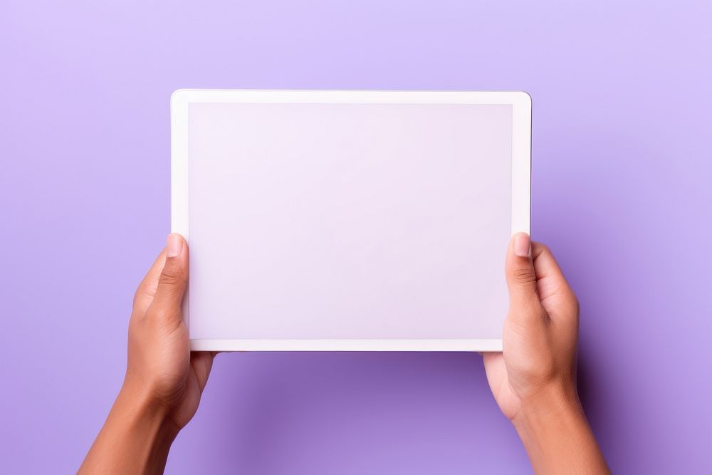 Computer holding purple hand. AI generated Image by rawpixel.