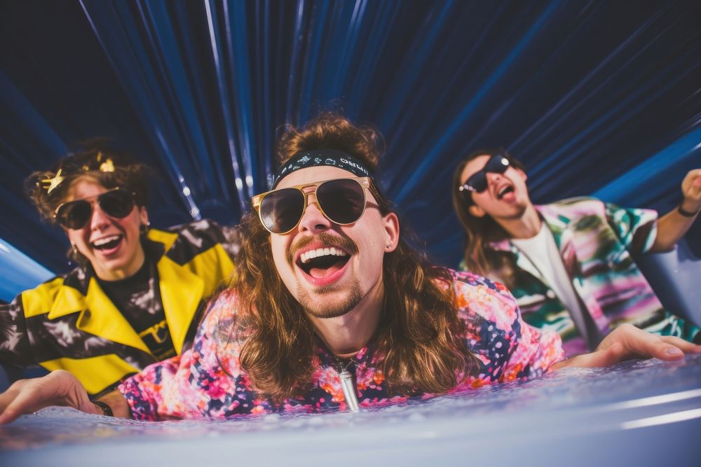 Sunglasses laughing adult party. AI generated Image by rawpixel.