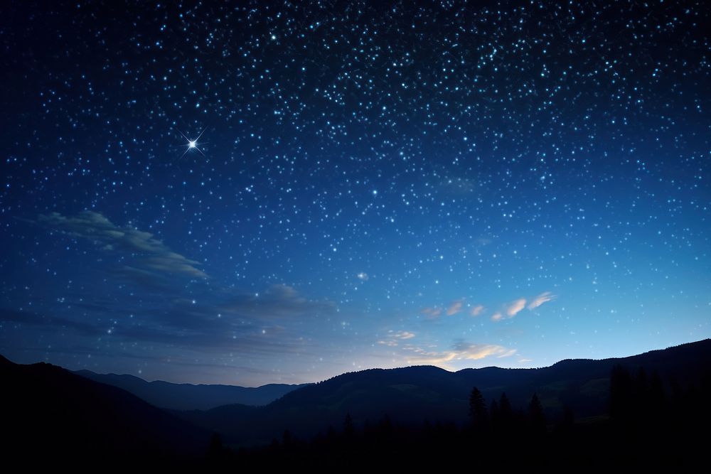 Midnight sky landscape astronomy outdoors. AI generated Image by rawpixel.