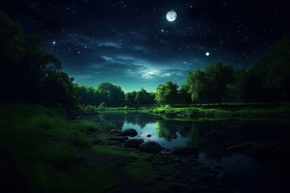 Landscape nature night green. . | Premium Photo - rawpixel