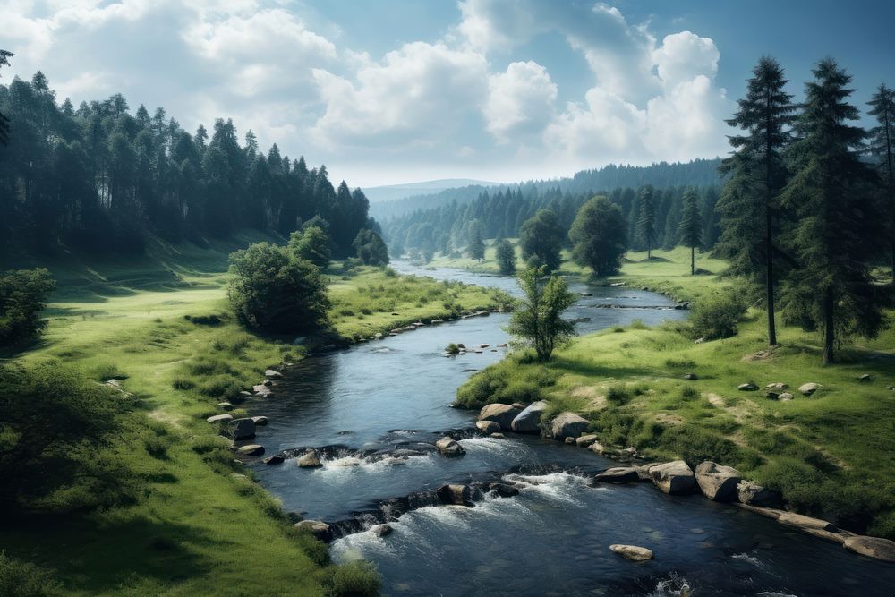 Landscape nature river wilderness. AI generated Image by rawpixel.